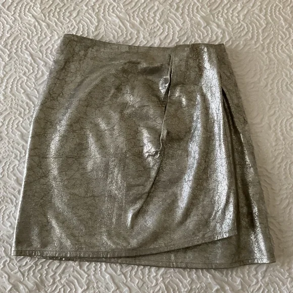 Chasing Unicorns La Isla Bonita Leather Wrap Skirt, Silver Small - Picture 4 of 8